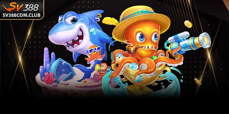 Vua Săn Cá: Trải Nghiệm Bắn Cá Đỉnh Cao Đổi Thưởng Siêu Hấp Dẫn 1 Giao diện chính của game vua săn cá 3D với các loại cá boss xuất hiện rực rỡ, sống động.