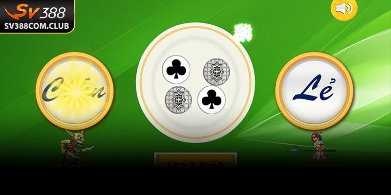 Giao diện một bàn xóc đĩa online với 4 quân vị, nút cược rõ ràng và tỷ lệ thưởng được cập nhật liên tục.